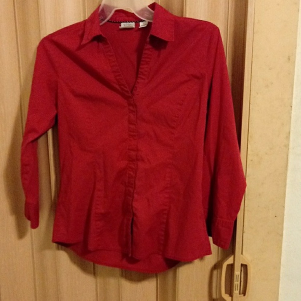 Red Button-Up Blouse